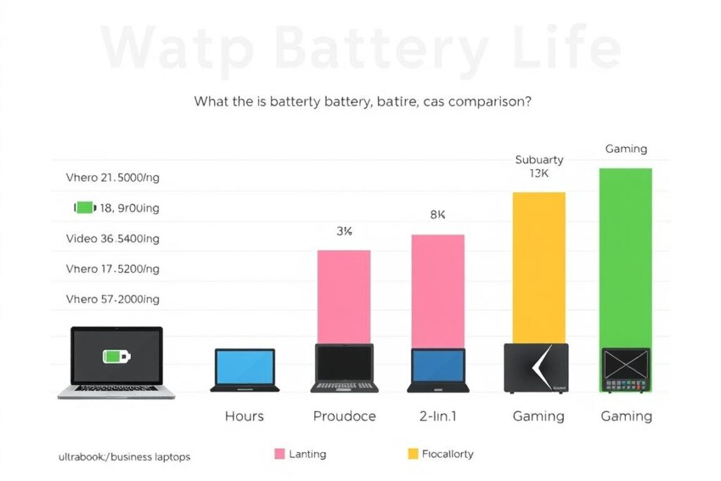 Laptop battery life comparison chart showing runtime for different activities Laptop battery life comparison chart showing runtime for different activities