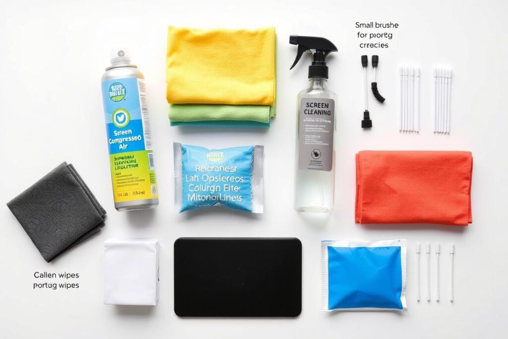Laptop cleaning kit with compressed air, microfiber cloths, and screen cleaner Laptop cleaning kit with compressed air, microfiber cloths, and screen cleaner